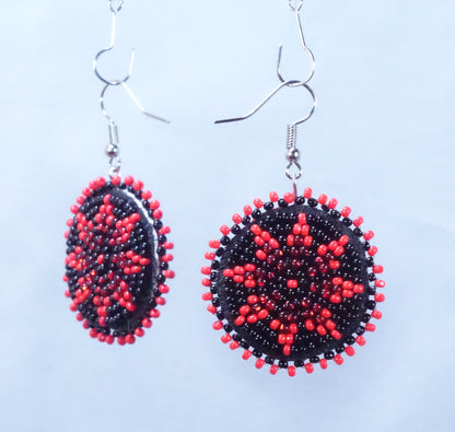 Beaded Rosette Earrings 1 inch