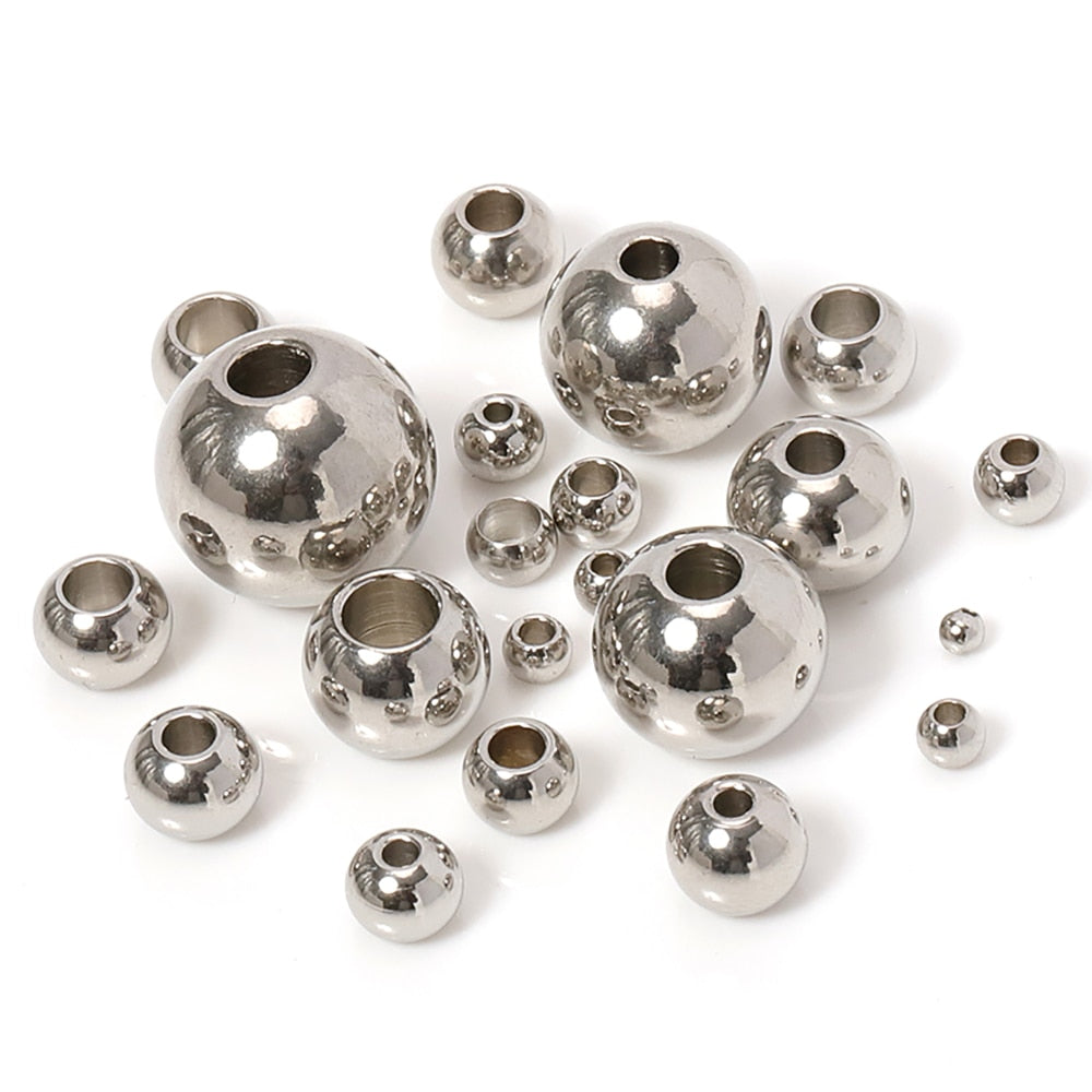 100pcs 2 mm-12 mm 316L Stainless Steel Metal Big Hole Spacer Beads