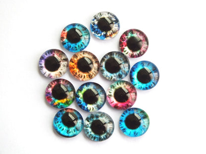 20Pcs 8-20mm Doll Eyes Photo Round Glass Cabochon Flat Back