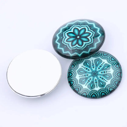 12pcs mix turquoise mandala photo round glass cabochon