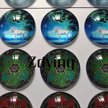 10pcs Scary Movie Pattern Round Glass Cabochon