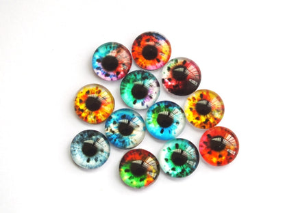 20Pcs 8-20mm Doll Eyes Photo Round Glass Cabochon Flat Back