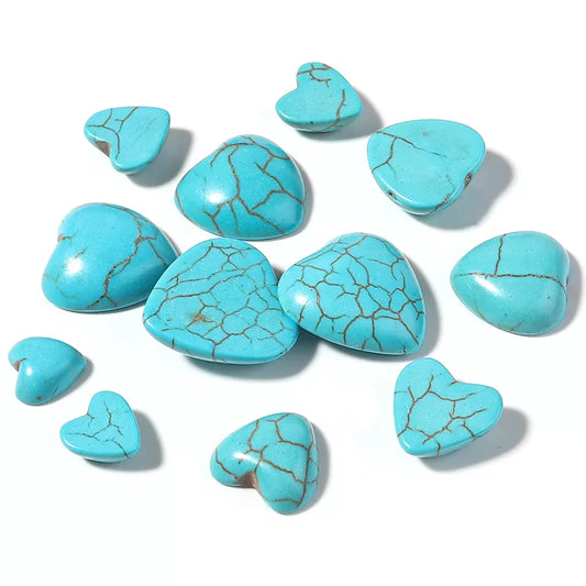 10pcs Natural Stone Blue Stripe Turquoise Cabochon Flatback Heart Shape For DIY Jewelry Making Pendant  Accessories