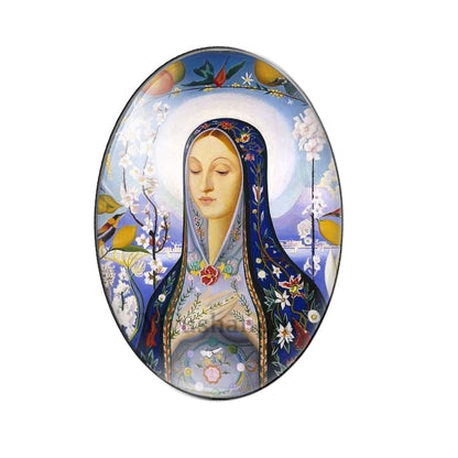 10pcs Lady Virgin Mary And Jesus Oval glass cabochon flatback