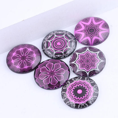 12pcs mix purple mandala photo round glass cabochon