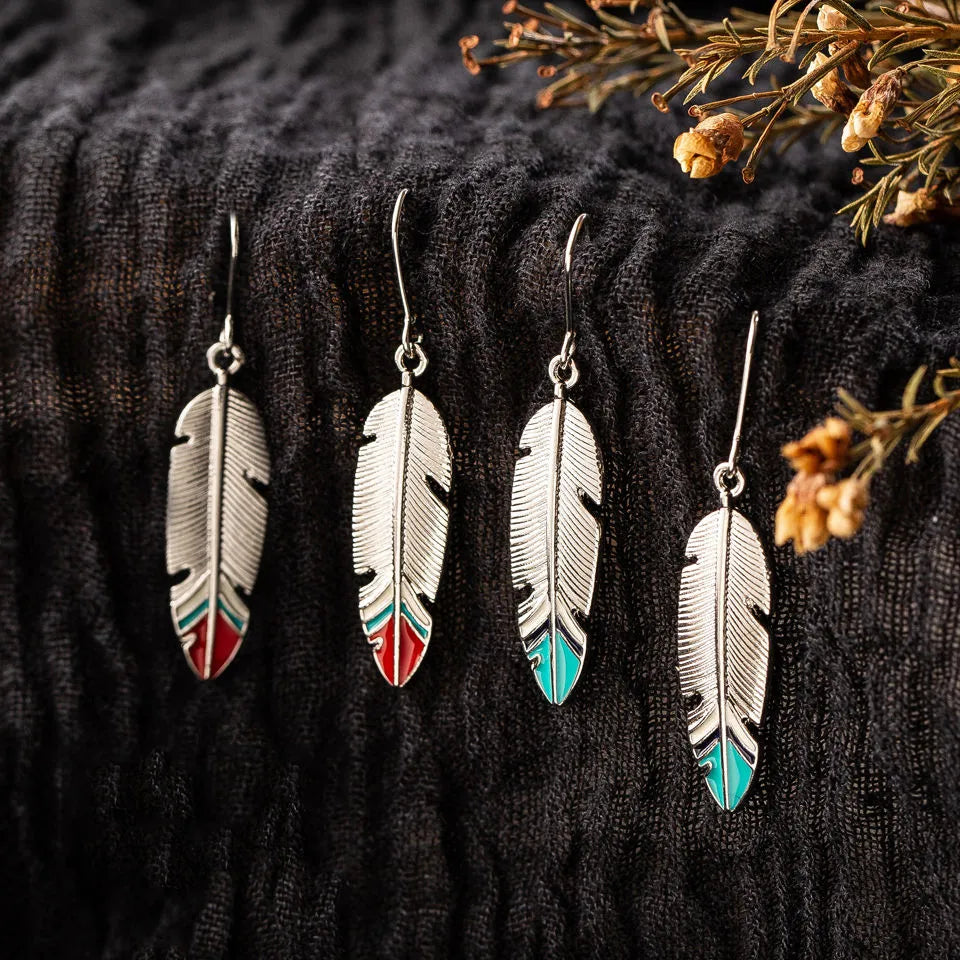 Fashion Vintage Ethnic Boho Dangle Drop Earrings for Women Cute Feather Charm Suspension Earrings Jewelry Accessories Gift