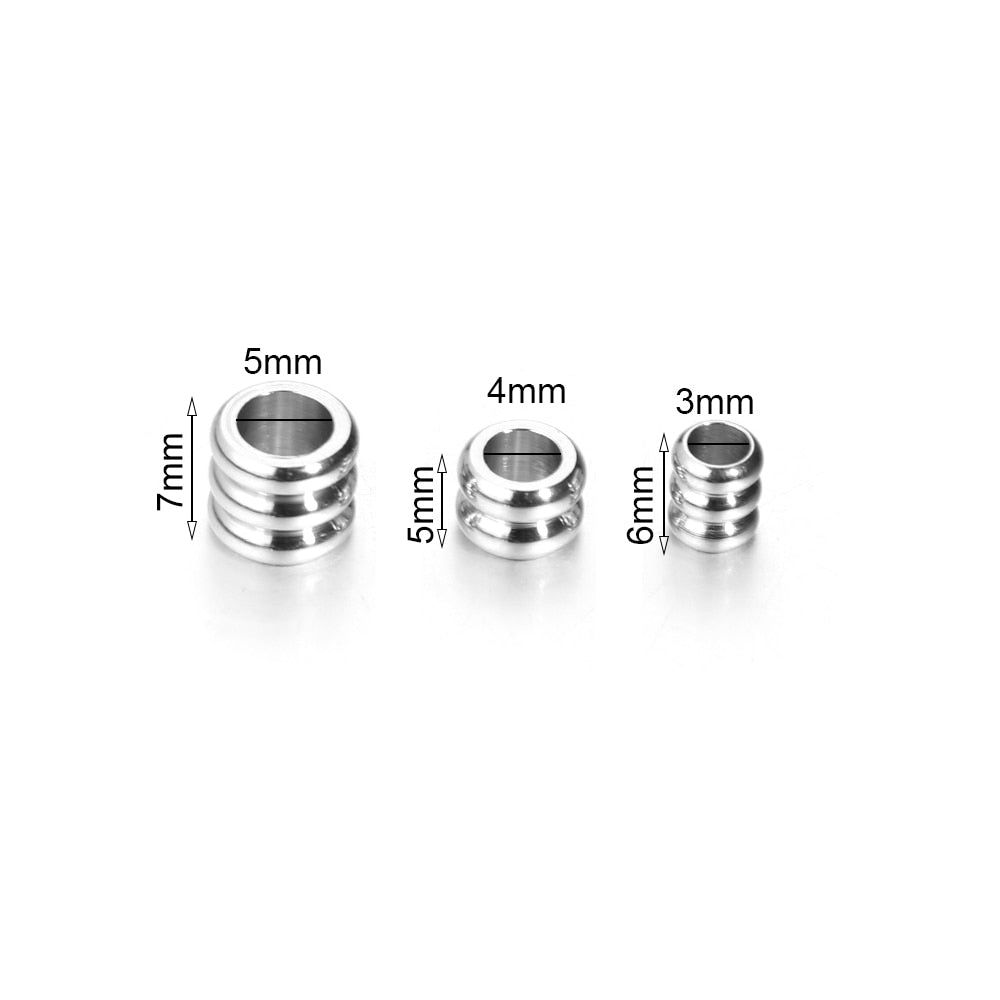 20pcs 3mm 4mm 5mm Stainless Steel Big Hole Spacer Beads