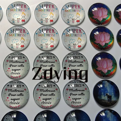 10pcs Scary Movie Pattern Round Glass Cabochon