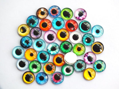 20Pcs 8-20mm Doll Eyes Photo Round Glass Cabochon Flat Back