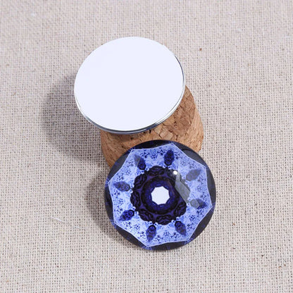 12pcs mix blue mandala photo round glass cabochon