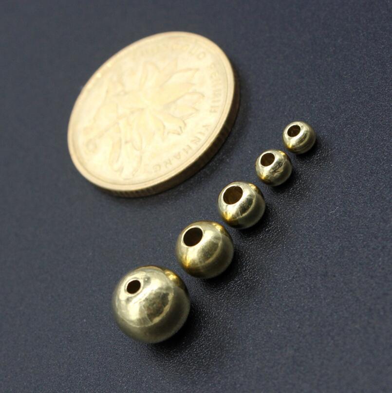 100pcs Original Brass Round Ball Space Beads Loose