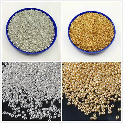 2mm Gold Silver Plate Round Cezch Glass Seed Beads 16g 1000pcs