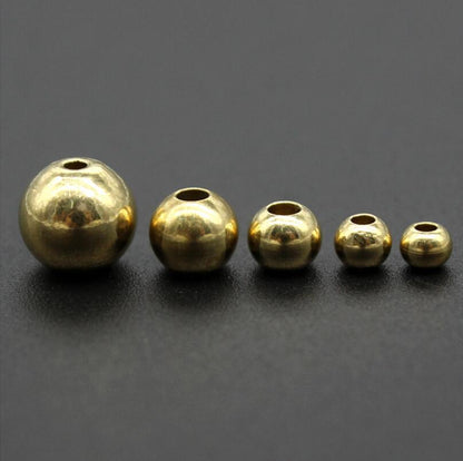 100pcs Original Brass Round Ball Space Beads Loose