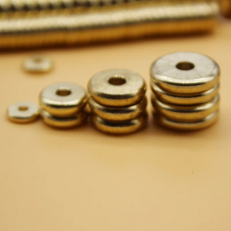 100pcs Flat Round Coin Brass Copper Spacer Beads