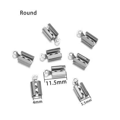 50pcs/Lot Stainless Steel Crimp End Beads Caps Leather Cord