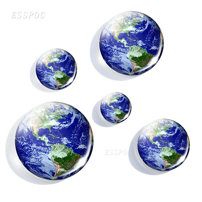 5PCS/SET Full Moon Earth Solar System Planet 12/16/20/25/30mm Glass Cabochon Blanks Universe Galaxy Jewelry Making Findings