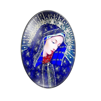 10pcs Lady Virgin Mary And Jesus Oval glass cabochon flatback