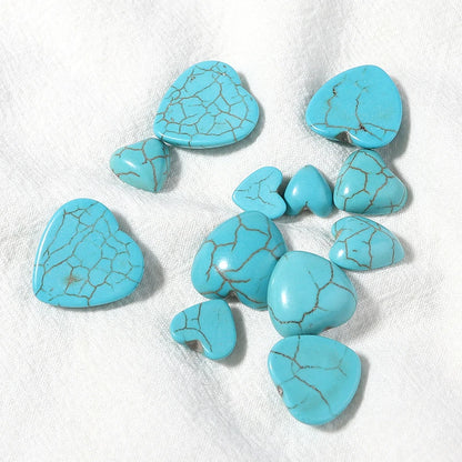 10pcs Natural Stone Blue Stripe Turquoise Cabochon Flatback Heart Shape For DIY Jewelry Making Pendant  Accessories