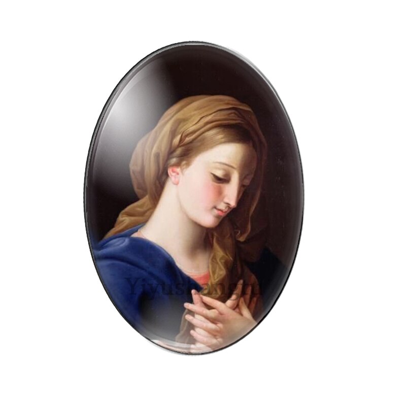 10pcs Lady Virgin Mary And Jesus Oval glass cabochon flatback