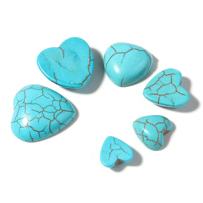 10pcs Natural Stone Blue Stripe Turquoise Cabochon Flatback Heart Shape For DIY Jewelry Making Pendant  Accessories