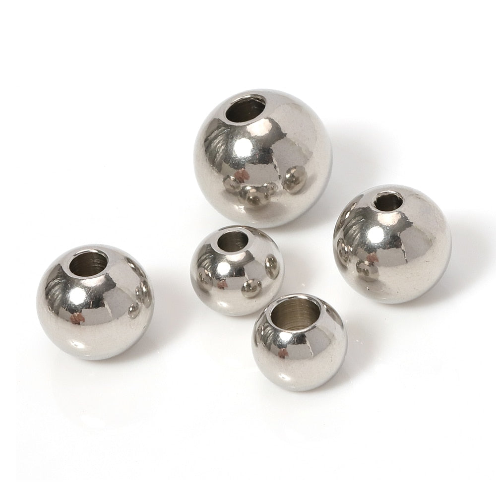 100pcs 2 mm-12 mm 316L Stainless Steel Metal Big Hole Spacer Beads