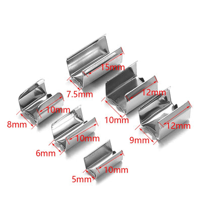 100pcs - 6 Sizes - Metal Square Lanyard Cord Crimping Hardware
