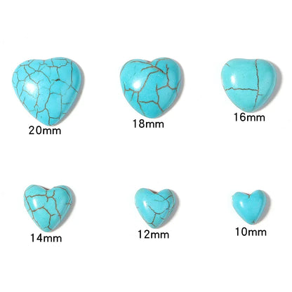 10pcs Natural Stone Blue Stripe Turquoise Cabochon Flatback Heart Shape For DIY Jewelry Making Pendant  Accessories