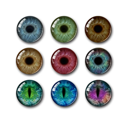 20Pcs 8-20mm Doll Eyes Photo Round Glass Cabochon Flat Back