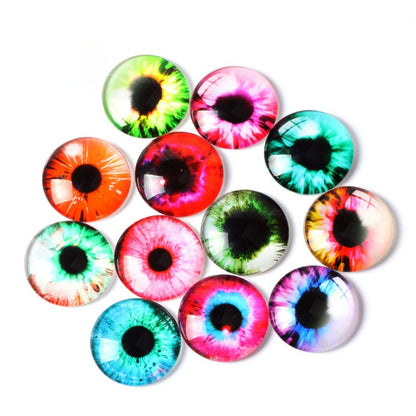 20Pcs 8-20mm Doll Eyes Photo Round Glass Cabochon Flat Back