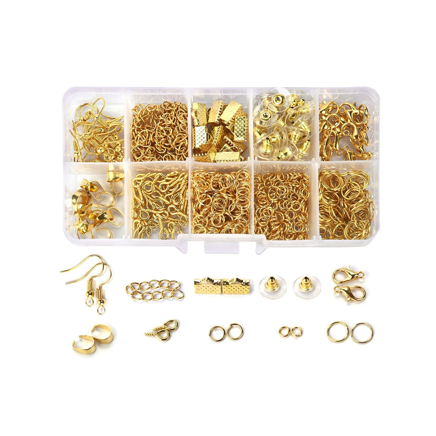 450-860pcs/Box Jewelry Making Kits Lobster Clasp Open Jump Rings End Crimps Beads Box Sets Handmade Bracelet Necklace Findings