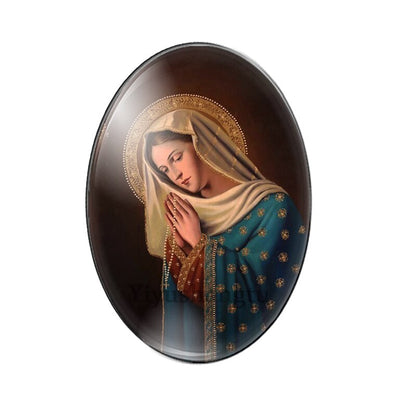 10pcs Lady Virgin Mary And Jesus Oval glass cabochon flatback