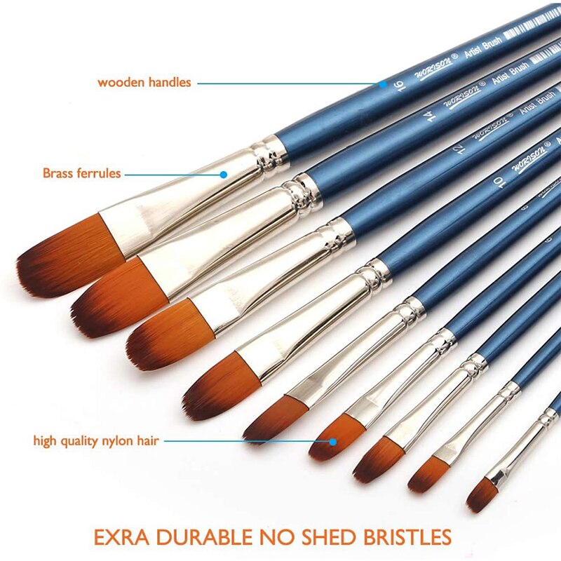 9 Pcs Professional Artist Brush for Acrylic Oil Watercolor Gouache Painting