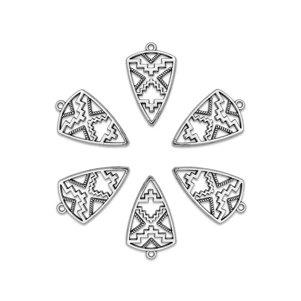 25pcs/Lot--18x30mm Antique Silver Plated Geometric Pattern Charms Triangle Bohemia Pendants For Diy Supplies Jewelry Accessories