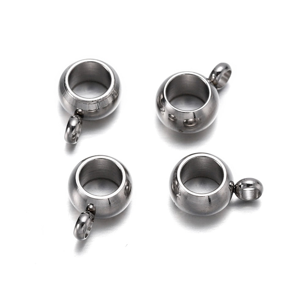 20pcs Stainless Steel Hole 3 4 5mm Charm Pendant Bail Beads