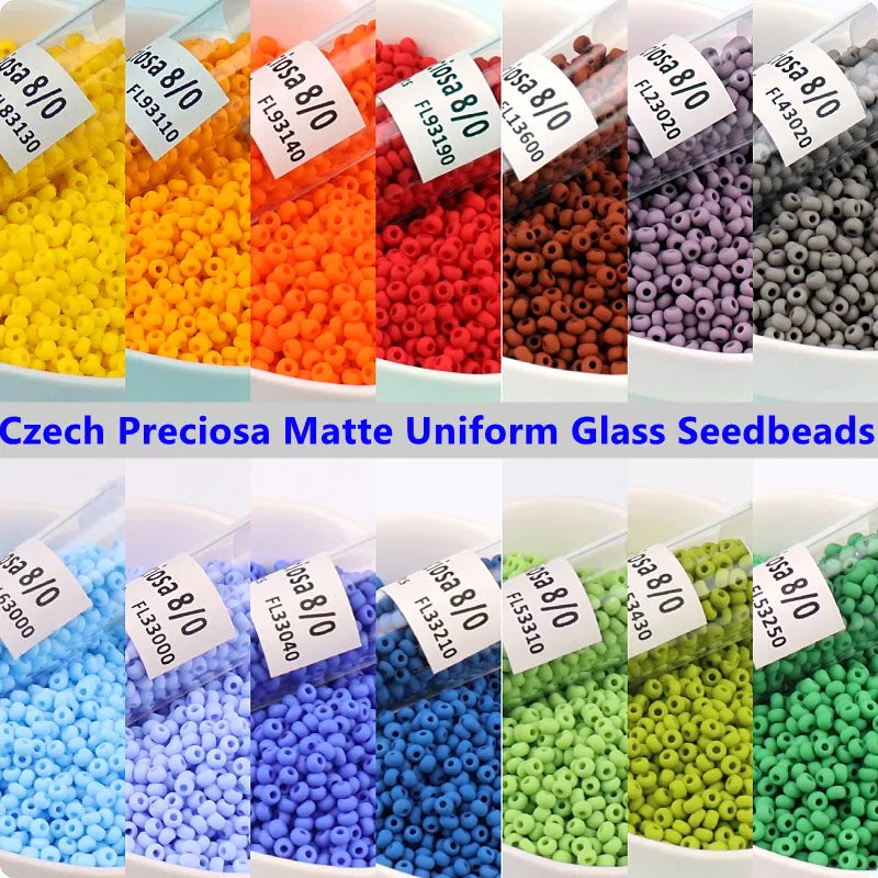 11/0, 8/0, 6/0 Czech Preciosa Matte Glass Seed Beads 10grams