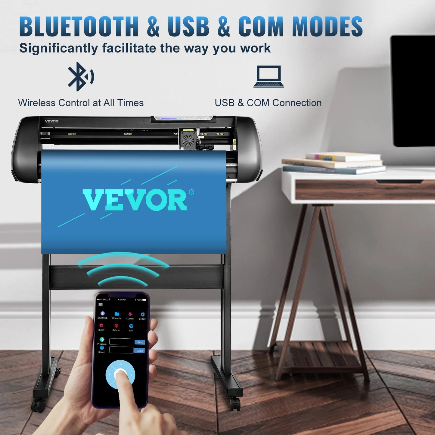 VEVOR 28/34 Inch Vinyl Cutter Plotter Labels Printer Sign Cutting Machine LCD Display Bluetooth SignMaster Software Kit Bundle