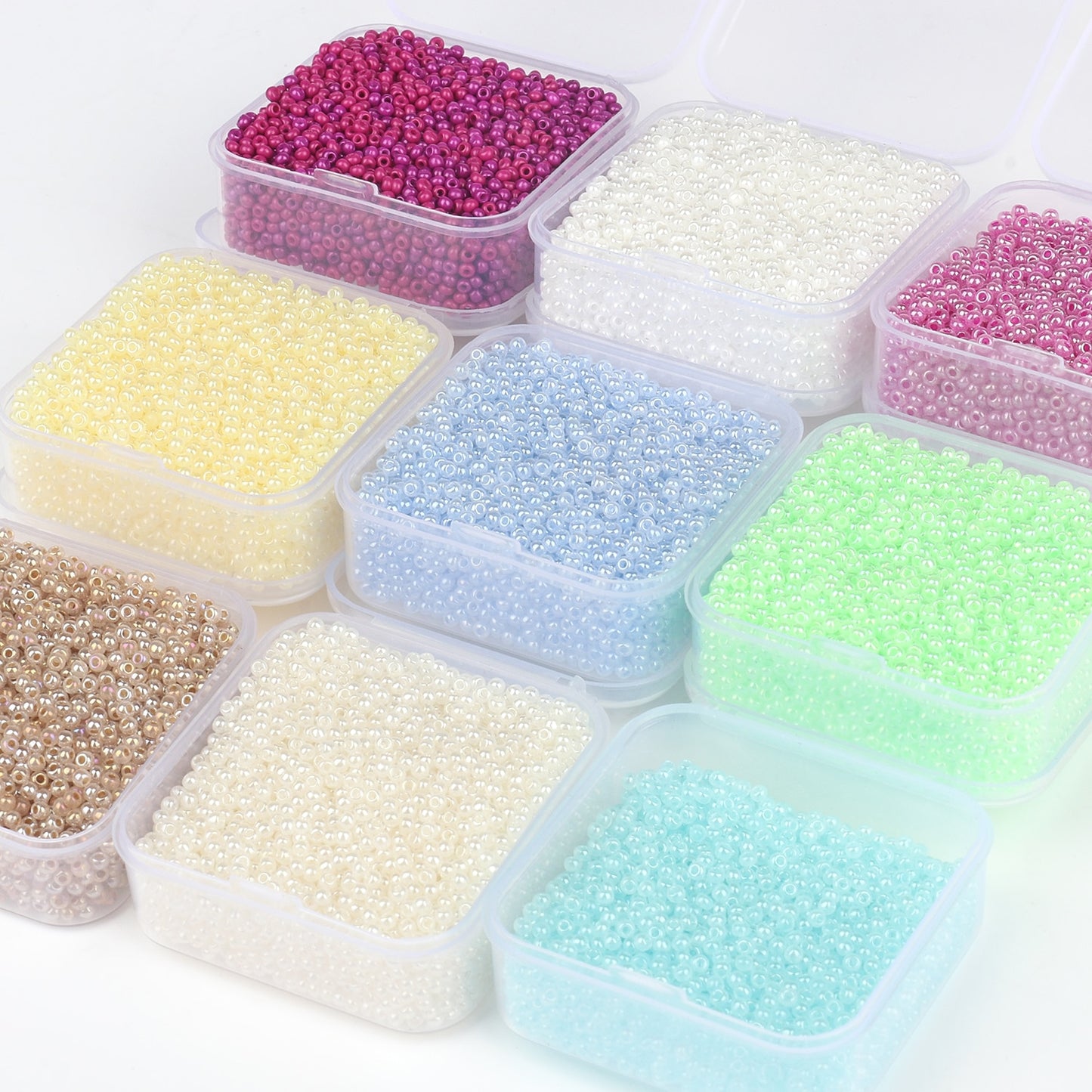 11/0 Czech Glass Seed Beads Fluorescent & Pearly Boxed Beads 35grams