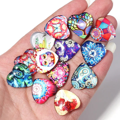 20/10Pcs Heart Glass Cabochons Flatback