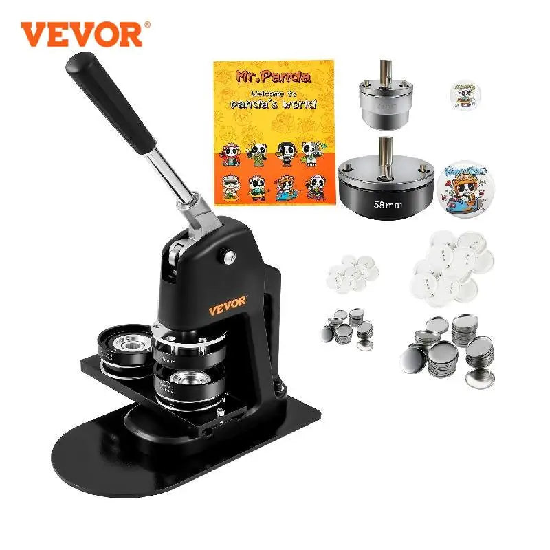 VEVOR 25+58MM/32+58MM Badge Maker Machine DIY Button Pin with 500Pcs Free Parts Press Kit Circle Manufacture Button Making Tool