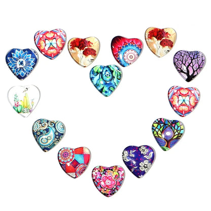 20/10Pcs Heart Glass Cabochons Flatback