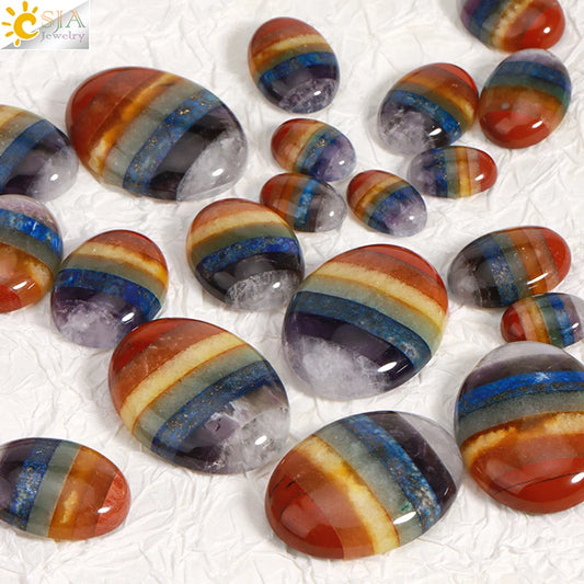 1 Stück Naturstein Cabochon Perle Bunte 7 Chakra Kristall Lose Perlen für Ringherstellung DIY Anhänger Halskette Schmuck H291