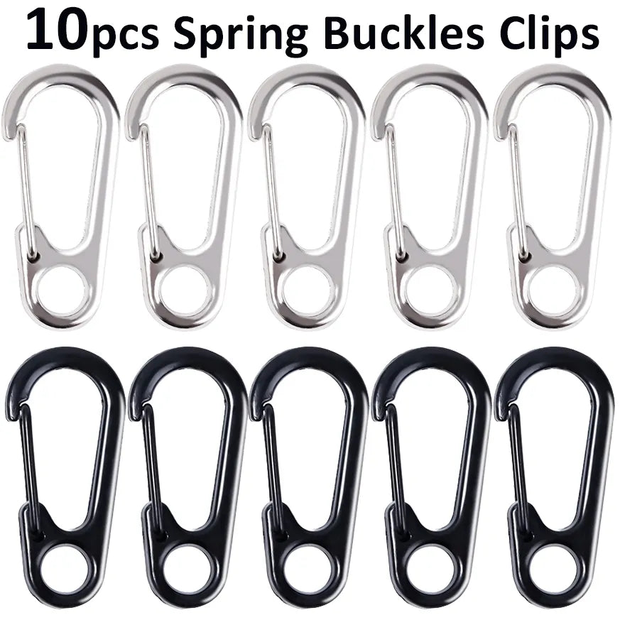 10pcs Lobster Clasp Buckle Keychian Mini Carabiners Outdoor Camping Hiking Buckles Alloy Spring Snap Hooks Keychains Tool Clips