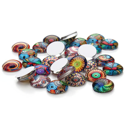 10pcs Southwest Style Pattern Aztec Art Round Glass Cabochon Flatback