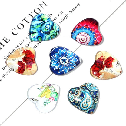 20/10Pcs Heart Glass Cabochons Flatback