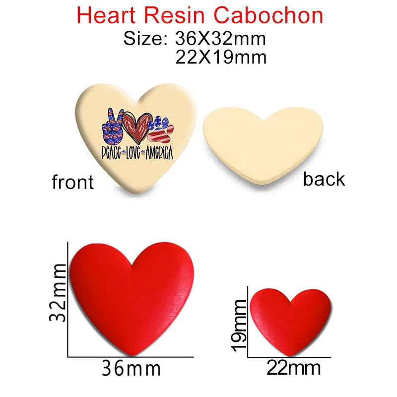 10pcs Geometry Love Heart Resin Cabochon