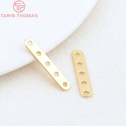 20PCS 22x3.6MM 24K Gold Color Brass 5 Holes Connector Spacer Beads