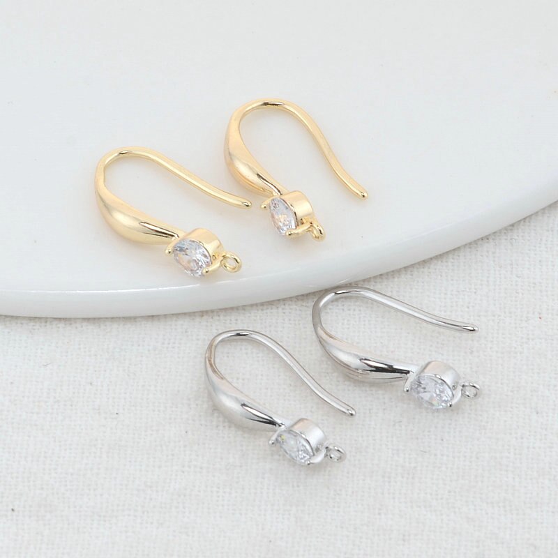 10*18MM 14K Gold Plated and Zircon Stud Earring Hook
