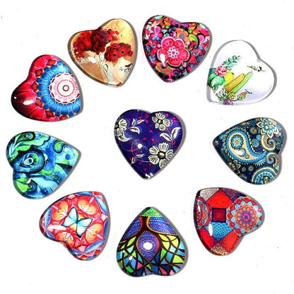 20/10Pcs Heart Glass Cabochons Flatback