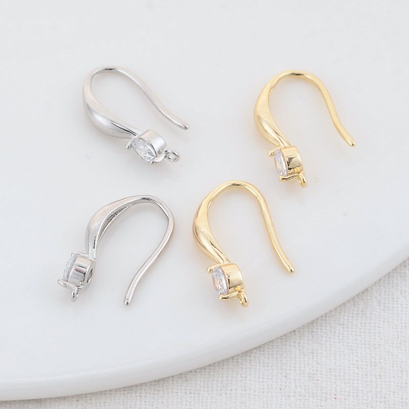 10*18MM 14K Gold Plated and Zircon Stud Earring Hook