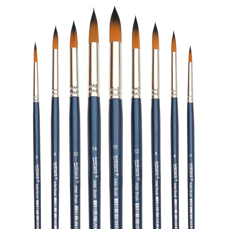 9 Pcs Professional Artist Brush for Acrylic Oil Watercolor Gouache Painting